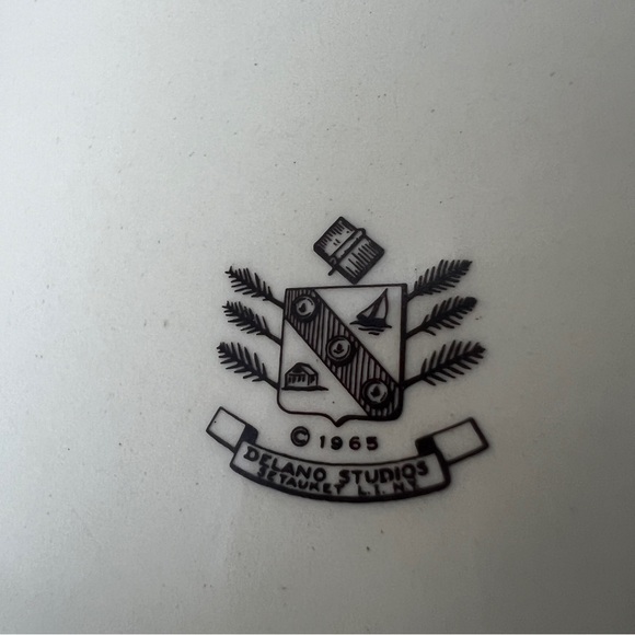 Vintage MCM Sailboat trinket dish decorative plate gilded Delano Studios 1965 - Picture 8 of 15